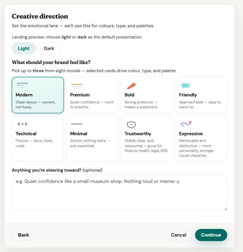 Creative logo directions side by side